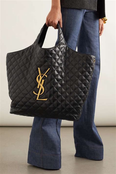 ysl black quilted tote bag|ysl oversized tote.